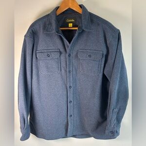 Cabela’s Men’s Gray Blue Shirt Jacket Size XL Textured Button Down Flannel EUC